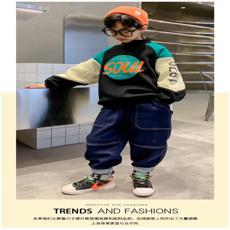 Áo sweater Tay Dài Đệm Nhung Dày Giữ Ấm Mùa Thu Và Mùa Đông Kiểu Mới Dành Cho Bé Trai 5-16 Tuổi