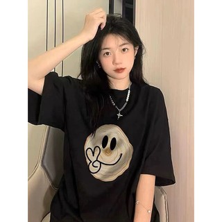 Áo thun nữ form rộng Guguno cotton cổ tròn in basic (A)