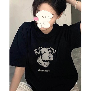 Áo thun nữ form rộng Guguno cotton cổ tròn in basic (A)