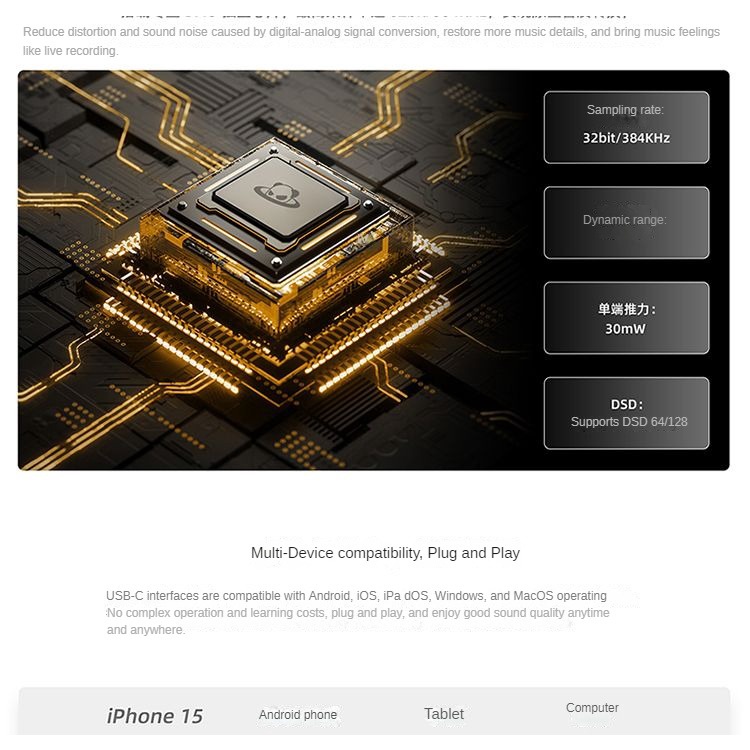 Thiết Bị Khuếch Đại Âm Thanh hifi type c Sang Jack Cắm 3.5mm Chuyên Dụng Cho meizu pandaer dac