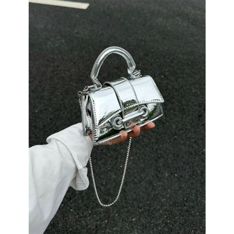 IELGY Túi Xách Đeo Vai Hình Vuông Cỡ Nhỏ Đính Hạt Bạc Thời Trang Cao Cấp Cho Nữ