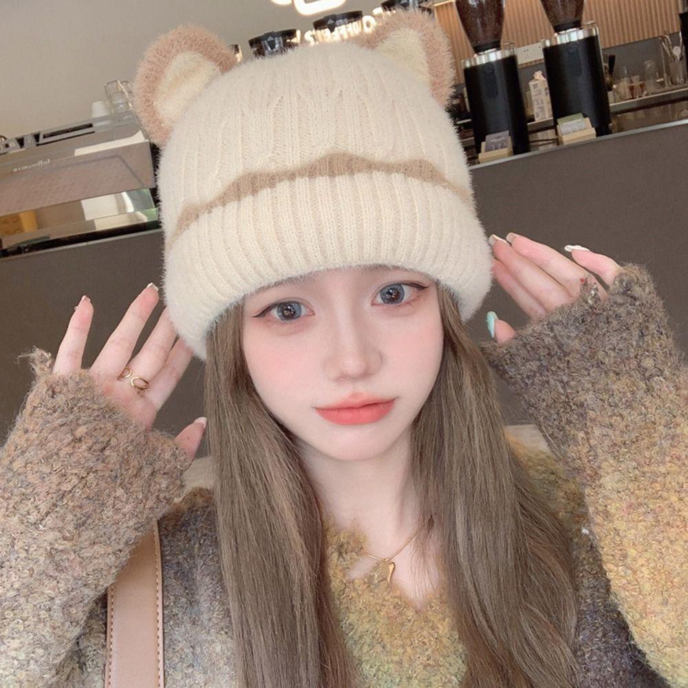 1 Mũ Len Tai Mèo Xinh Xắn Giữ Ấm Cho Nữ