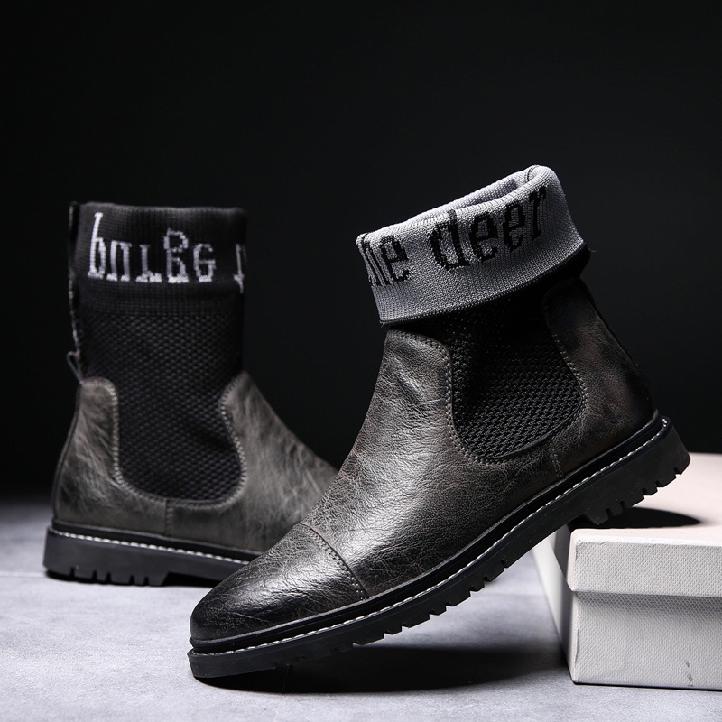 Giày Bốt Da In Hình Đôi Giày Phong Cách Cổ Điển Dành Cho Nam