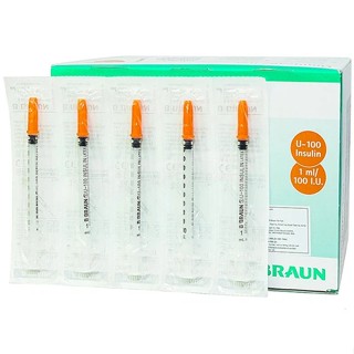 Bơm Kim Tiêm Tiểu Đường BRAUN OMNICAN Cam 1ml/100 I.U, Hộp 100 Cây