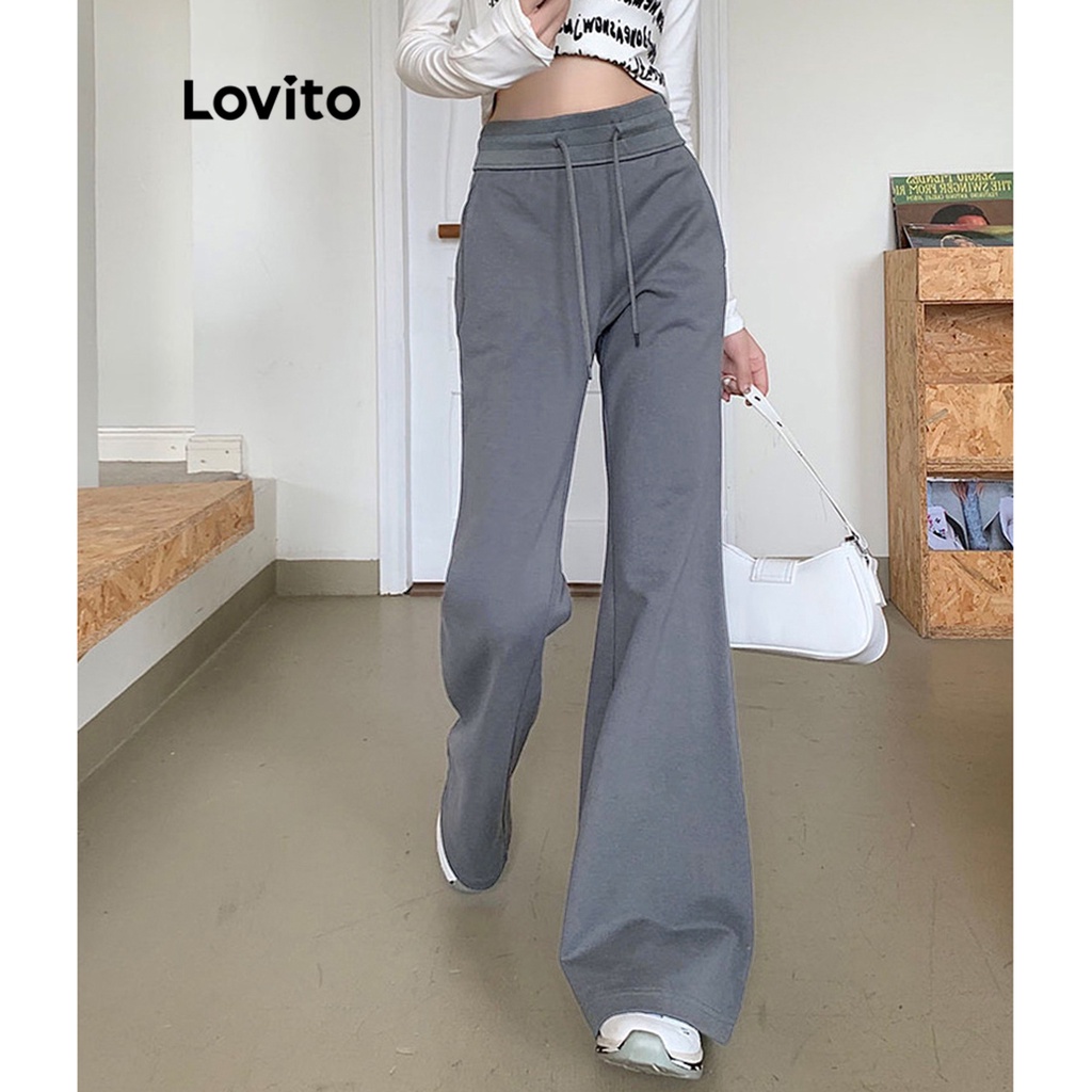 Lovito Quần dây rút trơn thông thường cho nữ LNA26282
