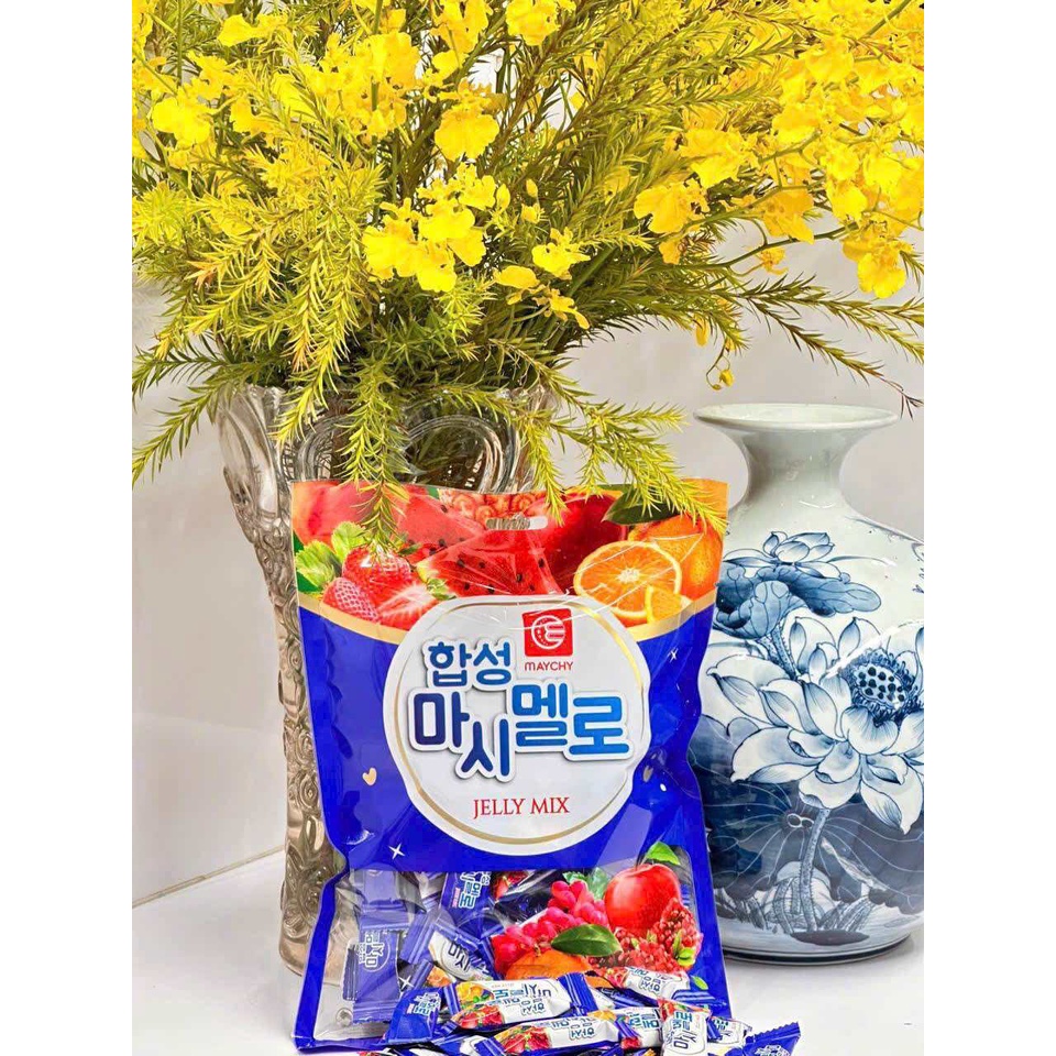 Bịch 300g kẹo trái cây 4 mùa cam, dâu, táo nho maychy