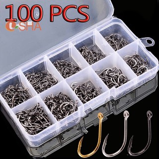 Set 100 lưỡi câu cá bằng thép carbon mới