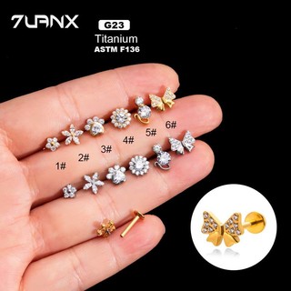 1 Khuyên Tai Titan g23 Đính Đá zircon Vĩnh Viễn Hình Đôi Môi helix lobe Tươi Mới