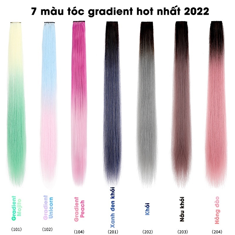 Kẹp tóc giả highlight nối dải màu Gradient 60cm mềm đẹp phong cách Hàn Quốc