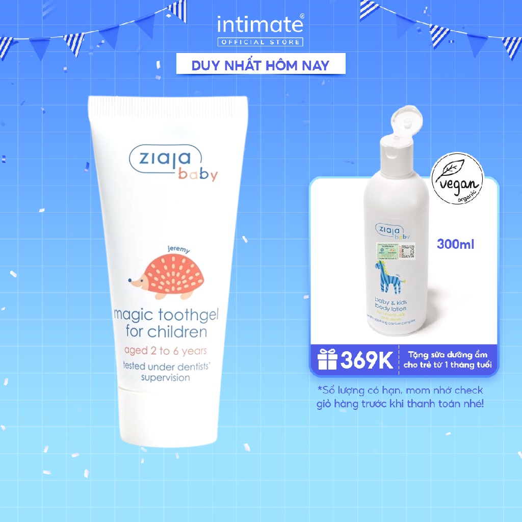 Kem Chăm Sóc Răng Miệng Dành Cho Trẻ Từ 2 Tuổi ZIAJA Baby Magic Toothgel Giúp Ngừa Vi Khuẩn Sâu Răng 50ml