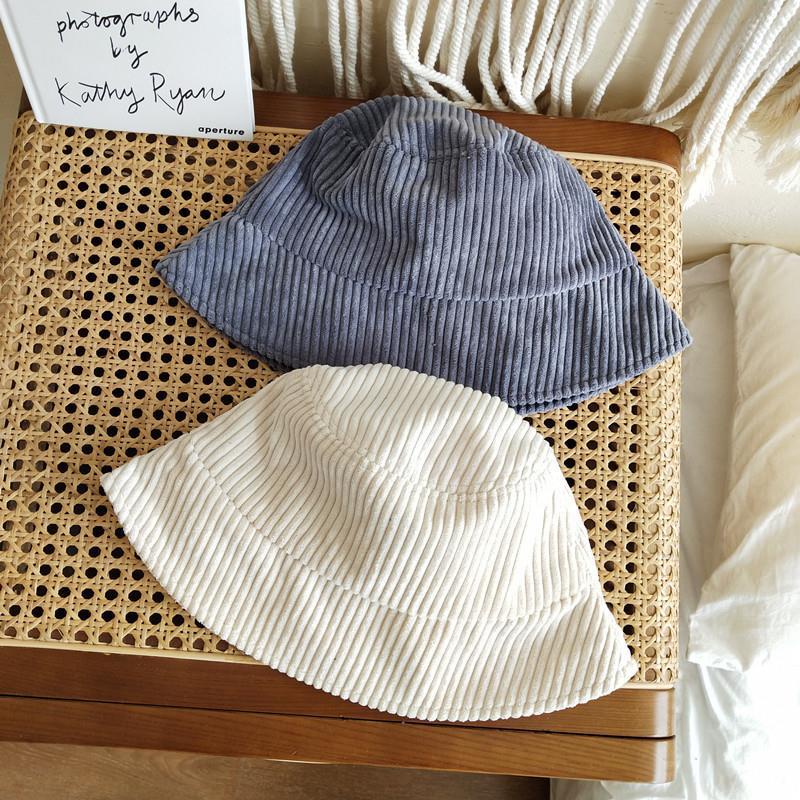 Mũ bucket Nhung Kẻ Màu Đen Phong Cách Thời Trang Thu Đông Hàn Quốc Cho Nữ