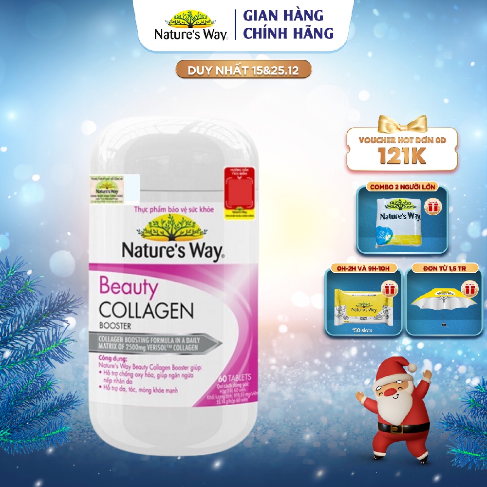 Viên Uống Collagen Nature’s Way Beauty Collagen Booster Bổ Sung Collagen Chống Oxy Hóa, Giảm Nếp Nhăn, Đẹp Da Hộp 60v