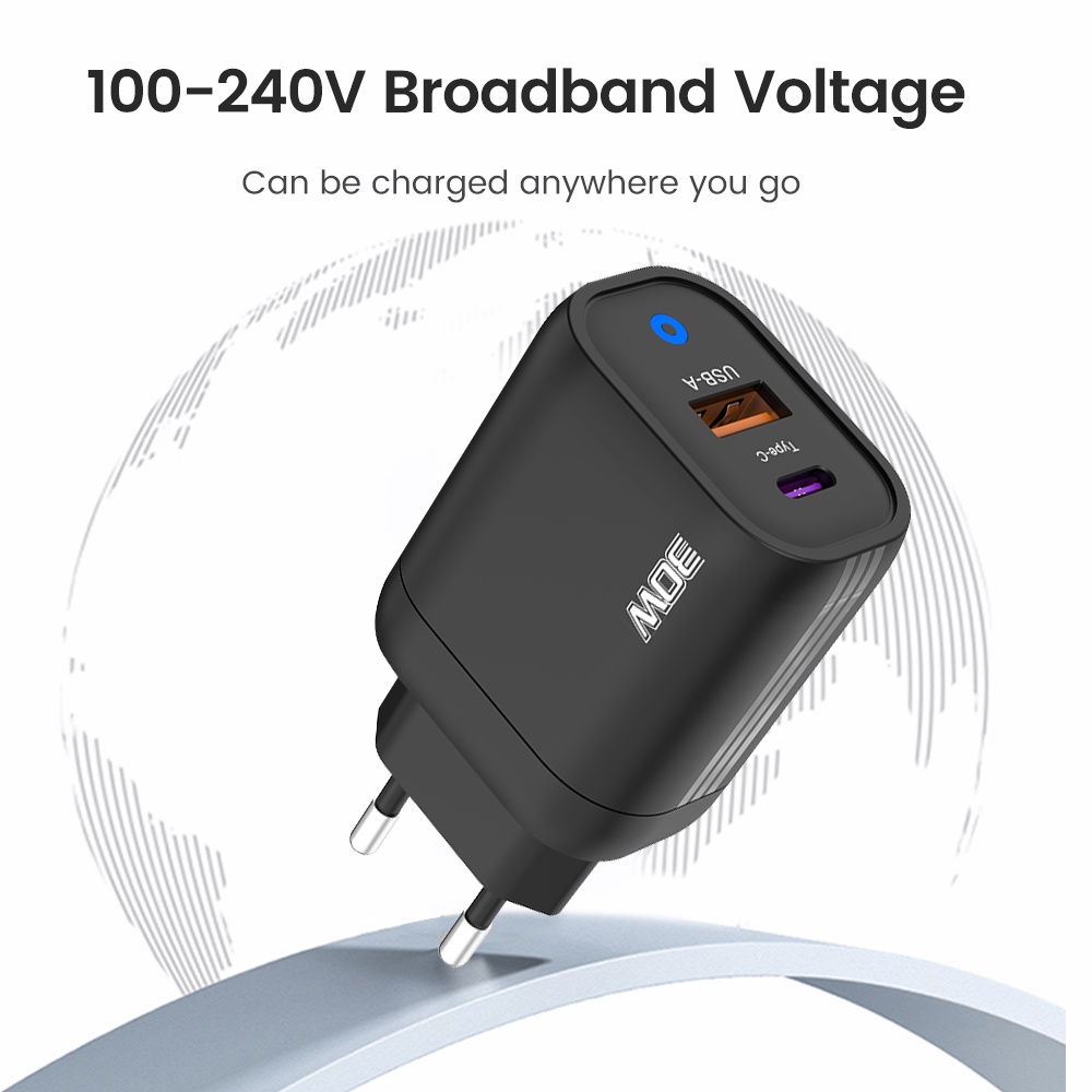 Củ Sạc Nhanh 30w usb + type-c Có Đèn Cho xiaomi huawei ip