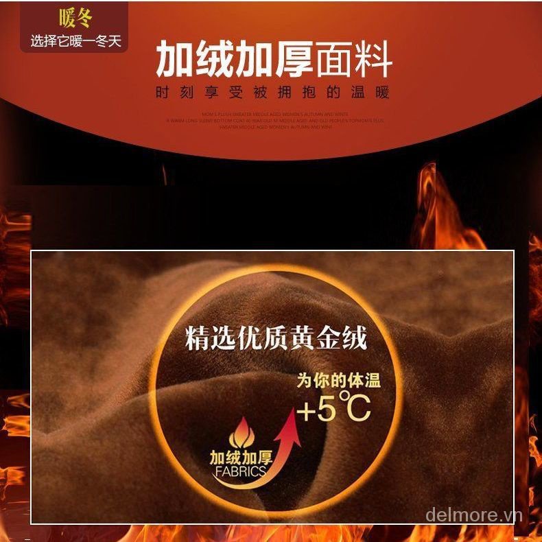 Áo Thun Tay Dài Lót Nhung Dày Dặn Giữ Ấm Mùa Đông Phong Cách Dân Tộc Mới Cho Mẹ Và Bé