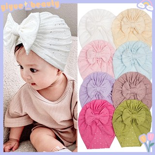 Mũ turban thắt nơ màu trơn cho bé hb