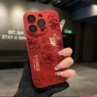 Ốp Điện Thoại PC Cứng Chống Sốc Màu Đỏ Mừng Năm Mới Cho iPhone15 11 12 13 14 Pro Max IXS Max XR XS 7 8 G 7 8 Plus