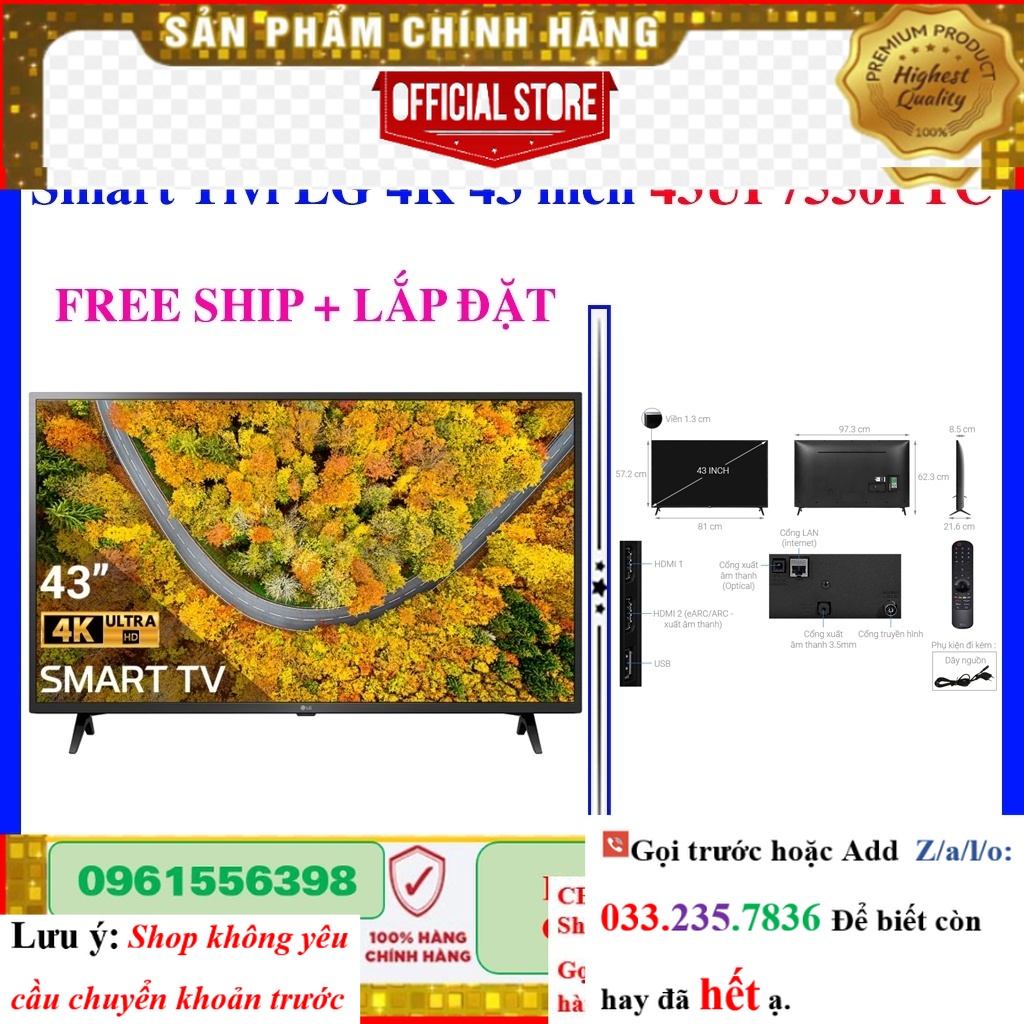 [Hãng] Smart Tivi LG 4K 43 inch 43UP7550PTC / LG 43UP7550