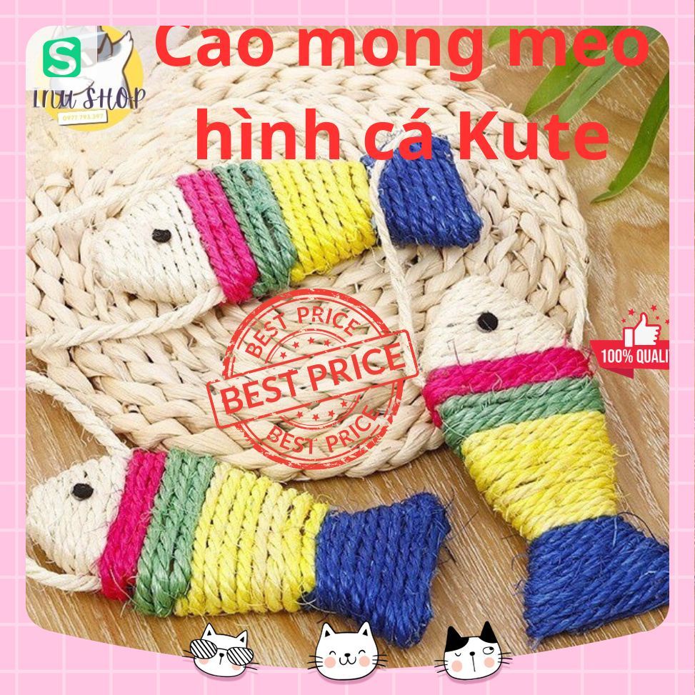 Đồ chơi con cá, cào móng cho mèo bằng dây thừng