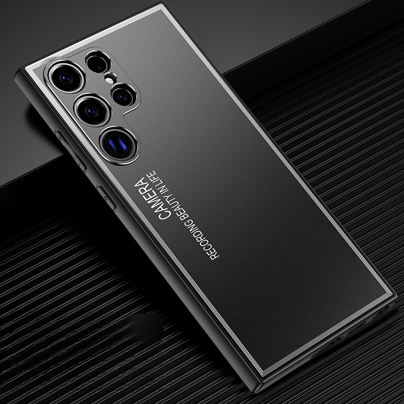 Ốp Điện Thoại Cứng Viền Hợp Kim Nhôm Mềm Mặt Nhám Bảo Vệ Camera Cho Samsung S24 Ultra S24 + S23 Ultra S23 Plus