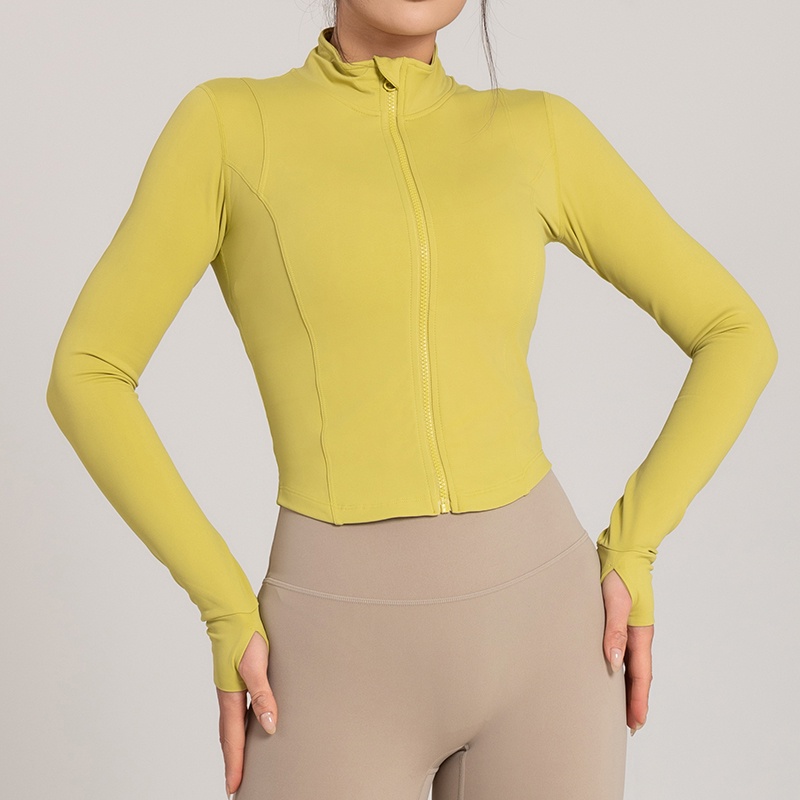 Áo khoác thể thao ANRAN dáng ôm vừa vặn tay dài cổ đứng phối khóa kéo thời trang tùy chọn màu sắc cho nữ | BigBuy360 - bigbuy360.vn