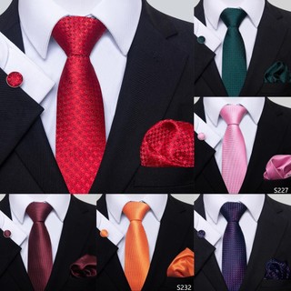 Bộ cà vạt + khăn tay + cà vạt họa tiết kẻ sọc thời trang công sở cho nam
