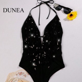 DUNEA Bộ Bikini Một Mảnh Phối Ren Và Kim Sa Lấp Lánh Quyến Rũ Cho Nữ