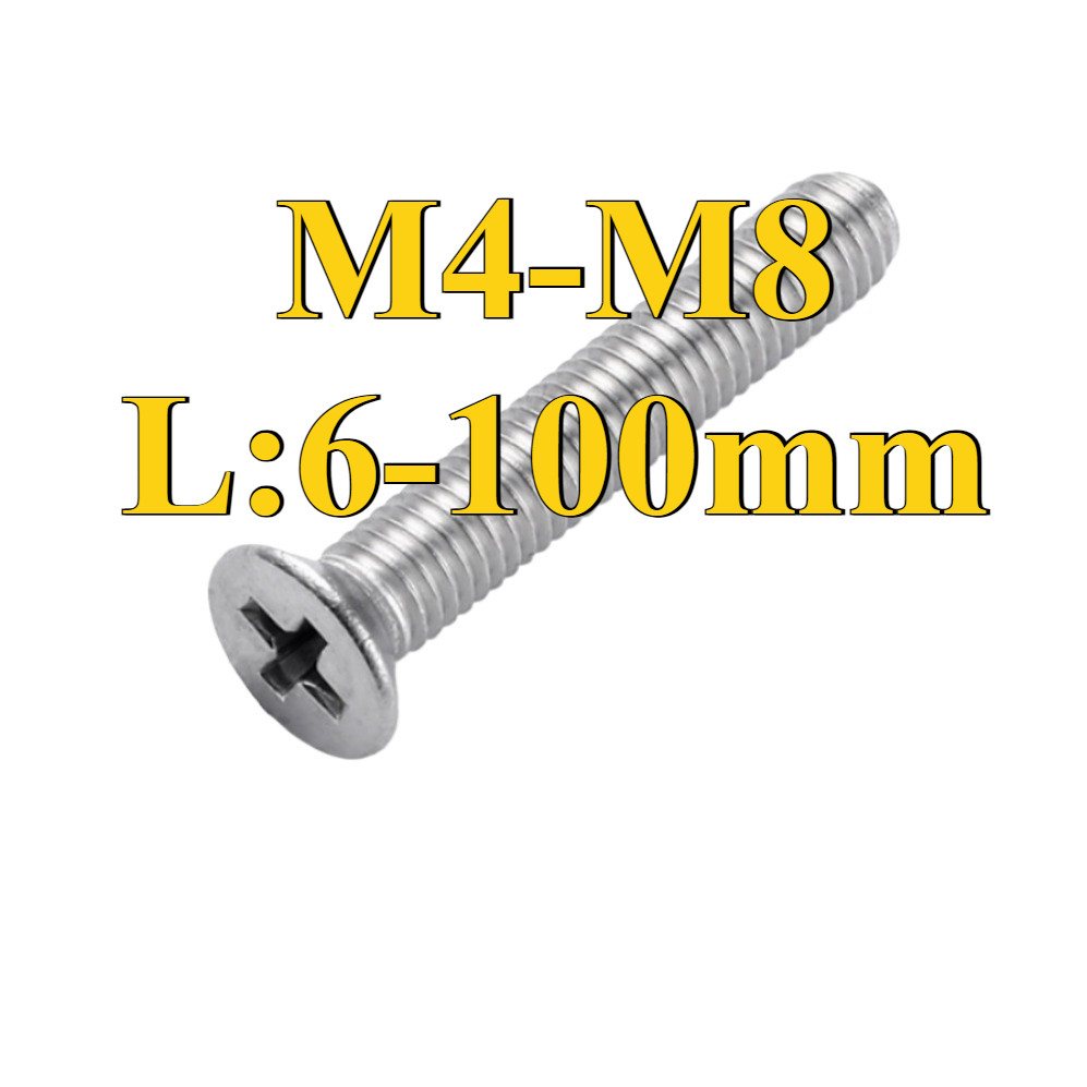 Bu lông đầu chìm chéo Sus316 M4 / M5 / M6 / M8 * L6-100mm (AZY-DM12) (Y10) (x10)