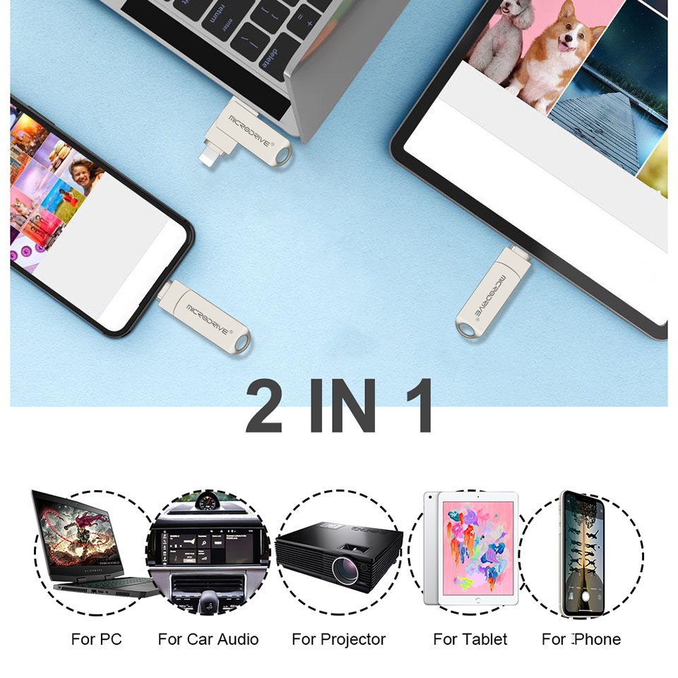 Otg Ổ Đĩa usb 3.0 32gb 64gb 128gb 256gb 512gb 1tb 2 Trong 1 Cho iphone