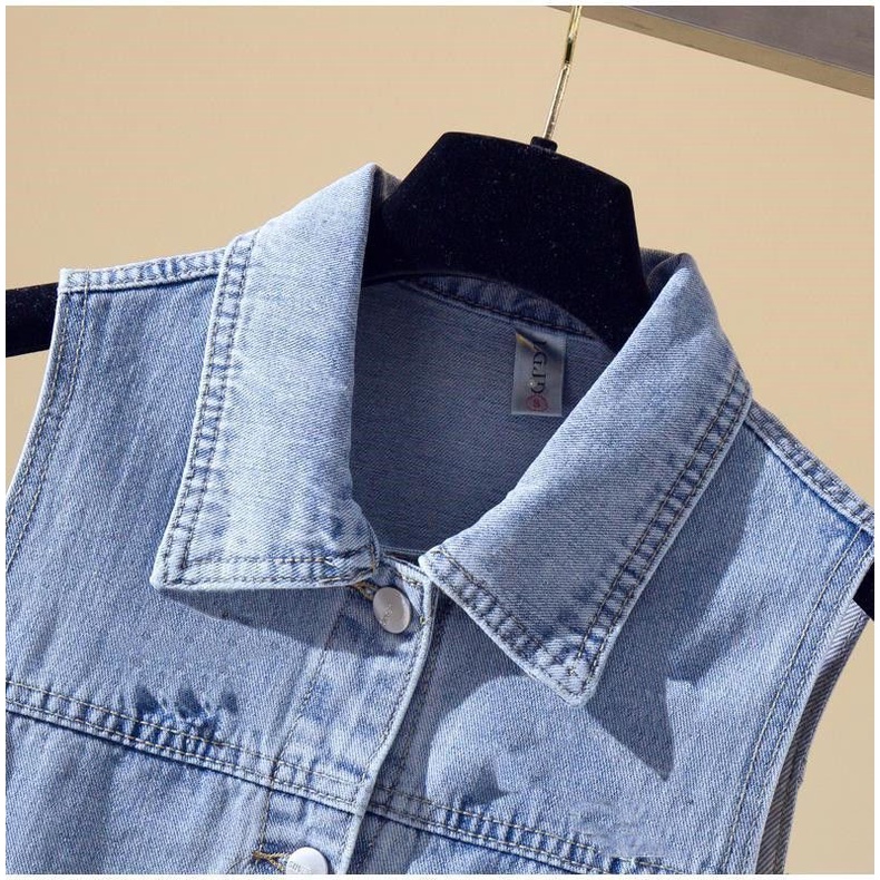 Áo Khoác denim Không Tay Thời Trang Xuân Thu Hàn Quốc 2023 Dành Cho Nữ