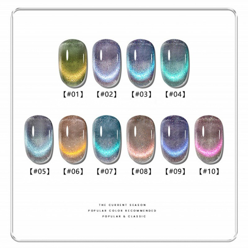 Gel uv Sơn Móng Tay Bán Vĩnh Viễn / Mắt Mèo Lấp Lánh 10 Màu Tùy Chọn