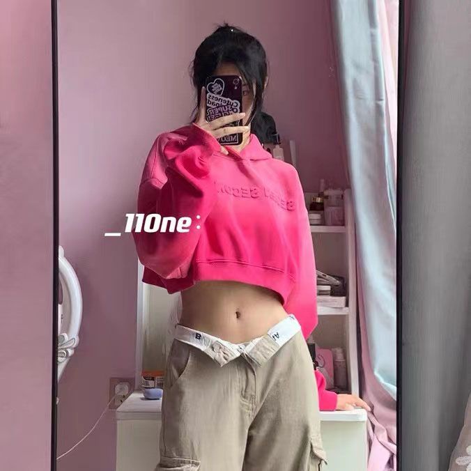 Áo Hoodie Lửng Tay Dài In Chữ Ba Chiều Phong Cách Hàn Quốc Thời Trang 2023 Dành Cho Bạn Gái