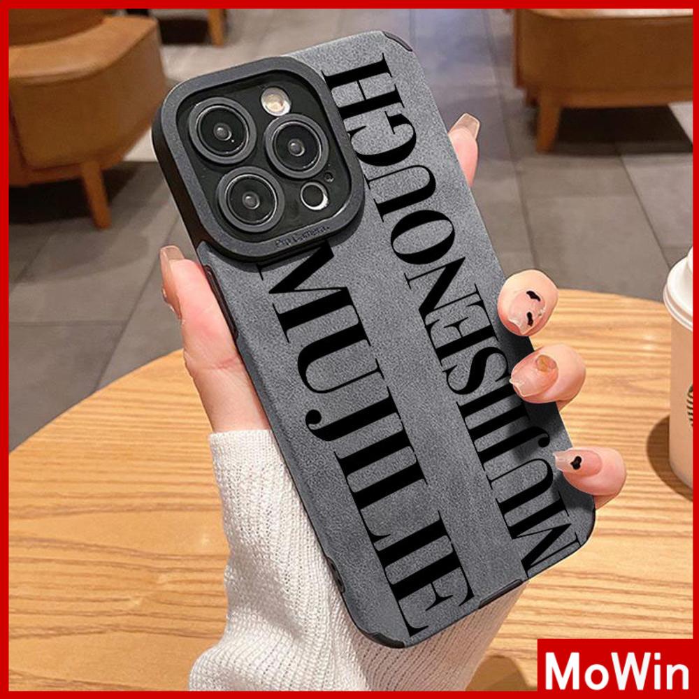 Ốp lưng iPhone 14 Pro Max Vỏ iPhone Da Mềm Màu Xám Chống Sốc Bảo Vệ Camera Màu Đen Đơn Giản Tiếng Anh Tương Thích Với iPhone 13 Pro Max 12 Pro Max 11 XR XS MAX 7Plus 8Plus