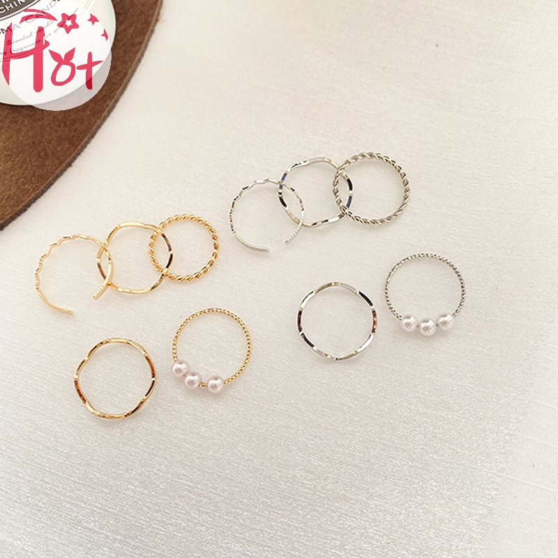 Jr set 5 Nhẫn Đeo Tay Kim Loại Thời Trang Cho Nữ vn