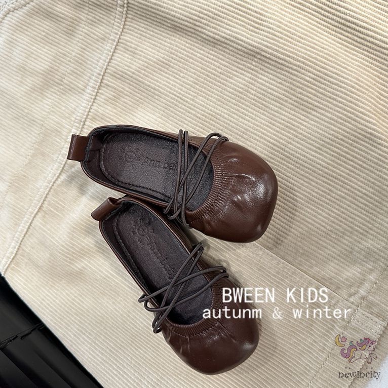 Giày Da Bít Mũi Chống Trượt Phong Cách Hàn Quốc Cho Bé Gái