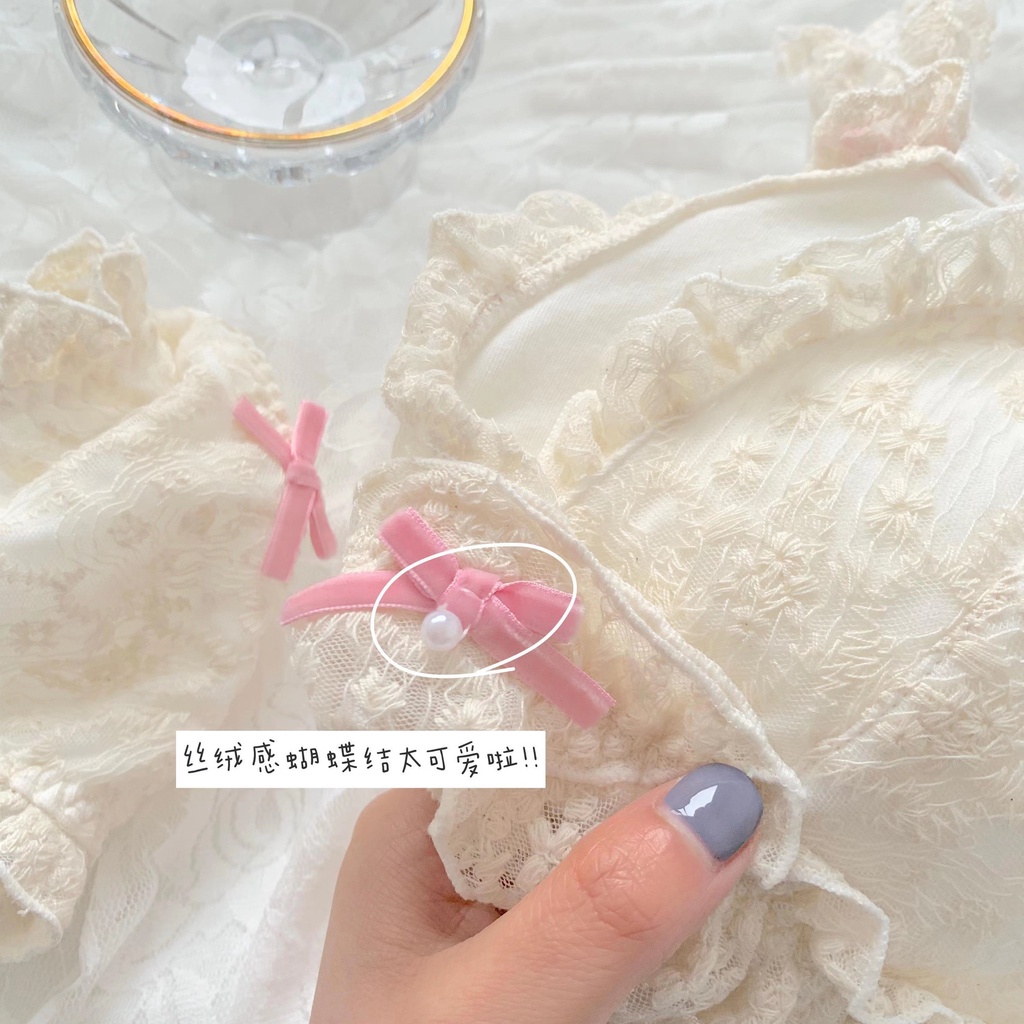 Áo Ngực Hình Tam Giác Không Gọng Phối Ren Phong Cách lolita Nhật Bản