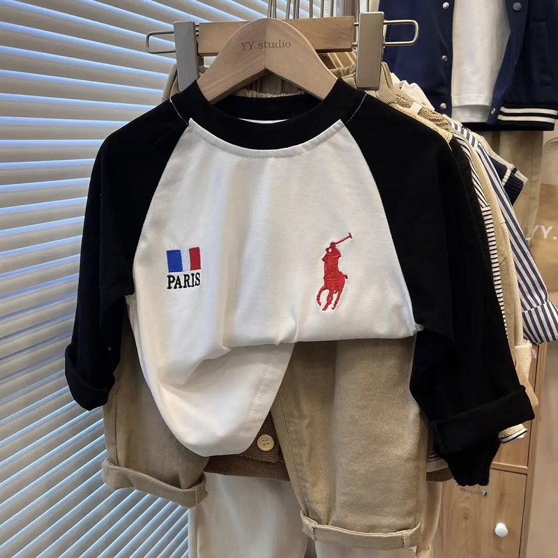 Áo Thun raglan Thêu Họa Tiết Hoạt Hình Phong Cách Hàn Quốc Thời Trang Cho Bé Trai Và Gái