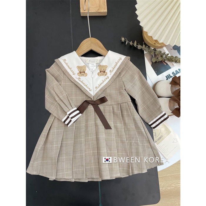 Đầm Công Chúa In Chữ Và Gấu Hoạt Hình Phong Cách Hàn Quốc Thời Trang Mùa Thu Dành Cho Bé Gái