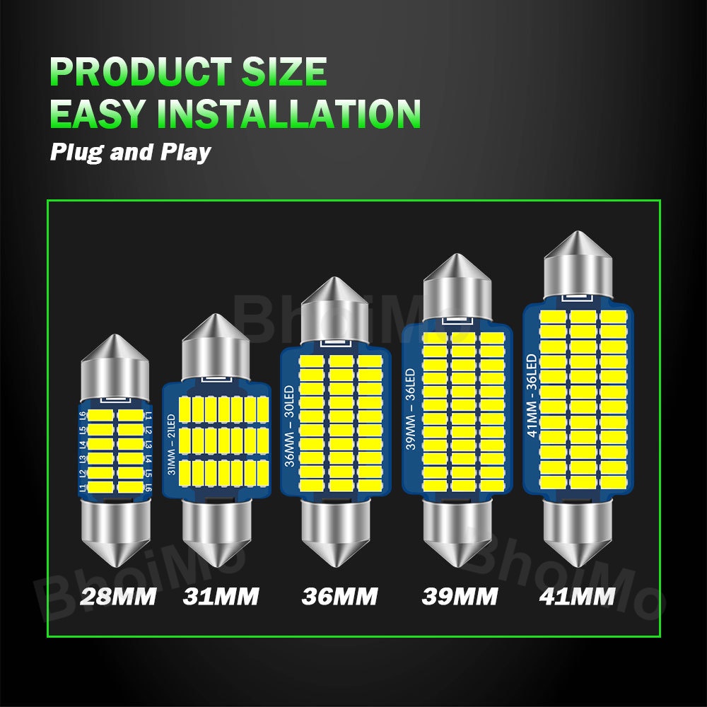Đèn led t10 31mm ba9s t4w w5w c10w c5w 28mm 3014 36mm 39mm 41mm Chuyên Dụng Cho Xe Hơi dc12v
