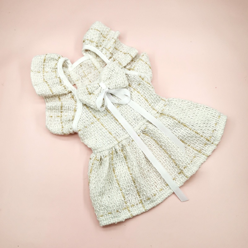 Đầm Cưới Nhún Bèo Đính Nơ Xinh Xắn Cho Thú Cưng Chó Mèo shih tzu teddy