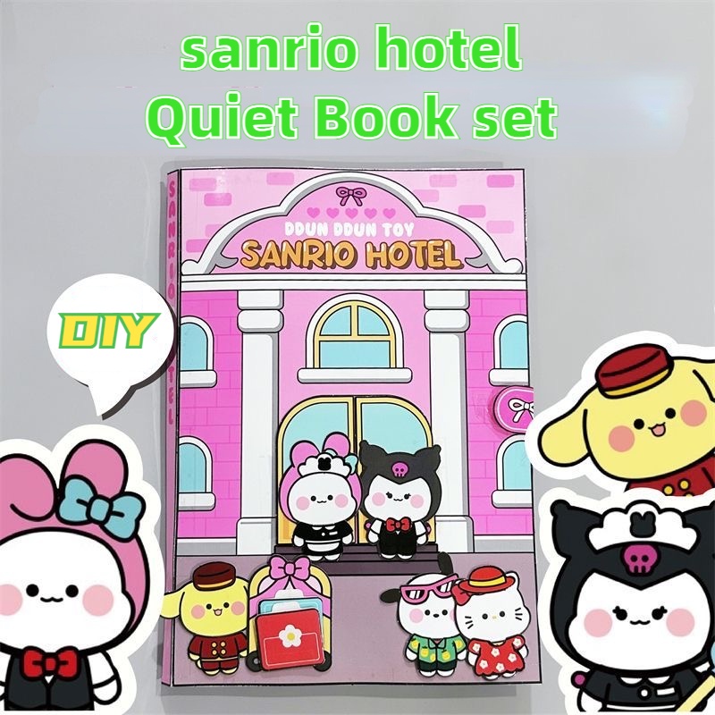 My melody Cuốn Sách Giấy Dán mini Giảm Căng Thẳng Hình Lâu Đài kuromi Cho Nhà Búp Bê