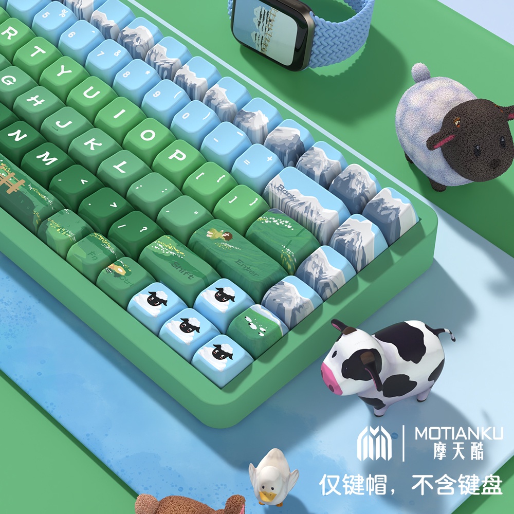 Heidi and Grandpa Cute Cartoon Green Keycaps Bộ Bàn Phím Cơ 138 / 158 Phím Họa Tiết Hoạt Hình Đáng Yêu