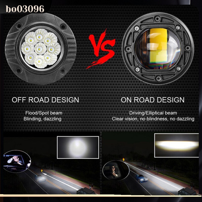 Bo Set 2 Đèn led Sương Mù 30w 3 inch 8d Hai Màu Gắn Cản Trước Xe Tải suv