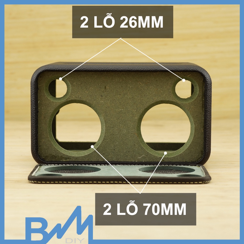 Box loa bọc da 260x150x170mm góc cong lớn - thông hơi ghép loa 3inch