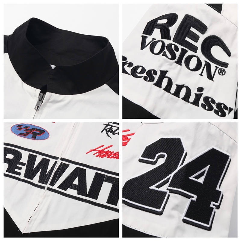 Áo Khoác Dáng Rộng Thêu Màu Sắc Tương Phản Thời Trang Thu Đông Cho Nam Và Nữ