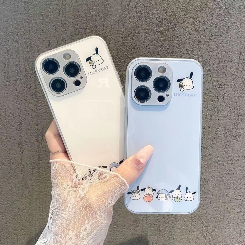 Iphone Ốp Điện Thoại Mặt Kính Hình Chú Chó Dễ Thương Cho Iphone11 12 14 promax 14 13 12 11 promax xs xr6 8 7 plus 11 12lm