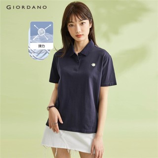 GIORDANO Áo polo nữ ngắn tay thêu bản rời nhiều màu tùy chọn 05311381