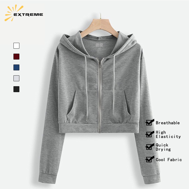 Áo Khoác Croptop Nỉ Nữ Form Hoodie Zip Lót Nỉ Lông Thiết Kế Dây Đai Đuôi Áo Zg0912