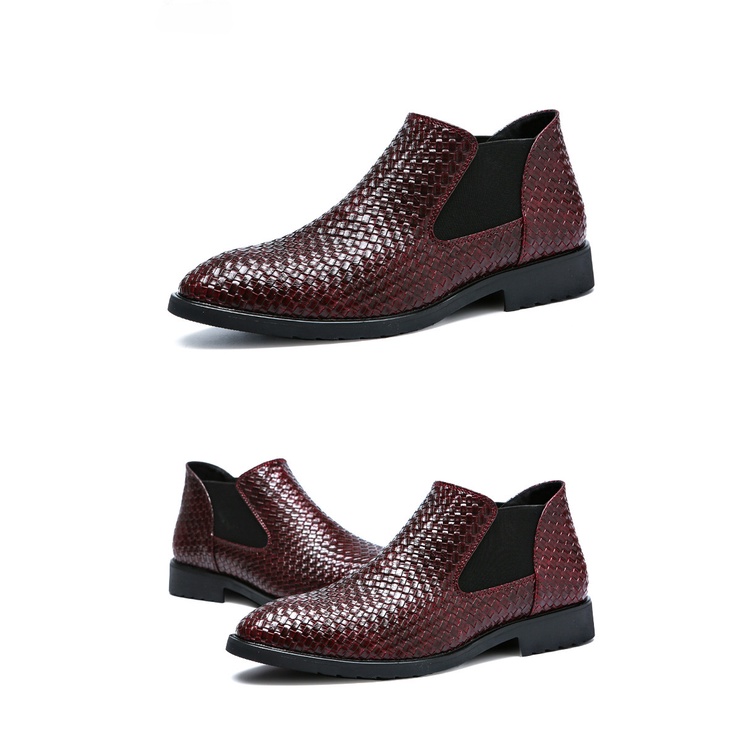 Ielgy Giày Bốt Da Đan Tay Thời Trang Cá Tính Cho Nam chelsea