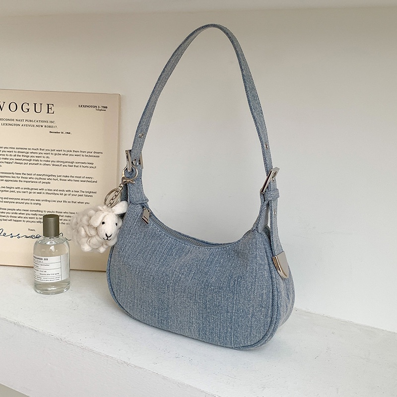 Túi Đeo ChéO denim HọA TiếT HoạT HìNh Dễ Thương Cho Nữ