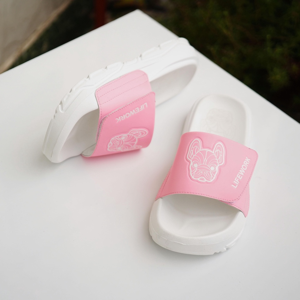 Dép LW đế cao quai dán hàn quốc quai in hình chú chó